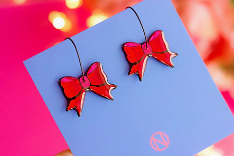 Bow Pendant Earrings - Made to Order