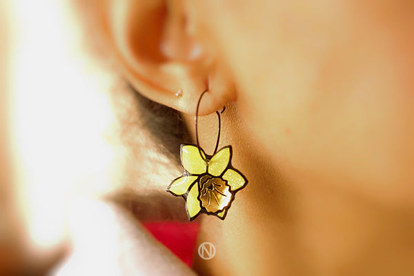 Daffodil Pendant Earrings - Made to Order