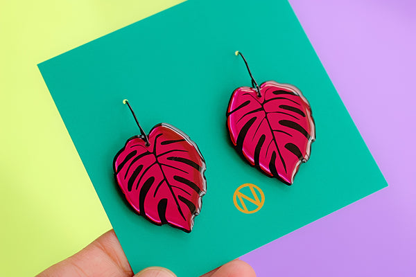 Monstera Drop Earrings - Made to Order