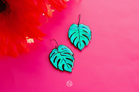 Monstera Drop Earrings - Made to Order