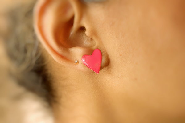 Neon Gold Heart Stud Earrings - Made to Order