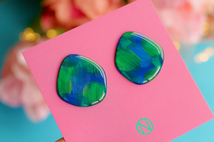 Peacock Vibes Statement Stud Earrings