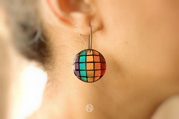 Rainbow Disco Ball Earrings - Made to Order