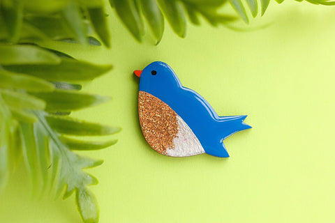 Bluebird Pin Brooch/Bookmark + Magnets Set Naoi